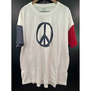 Goumi Peace Sign‎ Oversized Graphic Tee Bamboo Cotton White XS/S Will Fit L